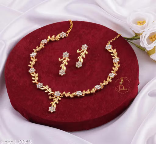 Brass Designer Rose Gold Plated Jewellery Set