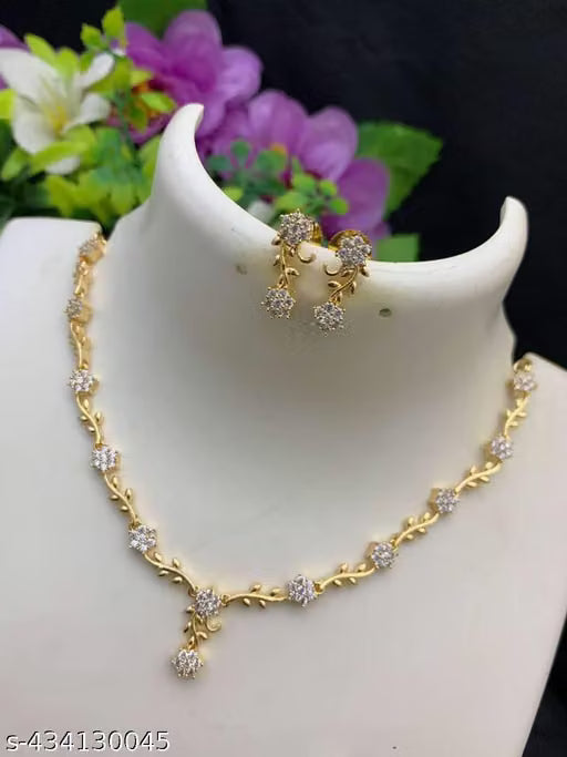 Brass Designer Rose Gold Plated Jewellery Set