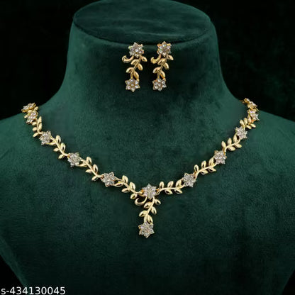 Brass Designer Rose Gold Plated Jewellery Set