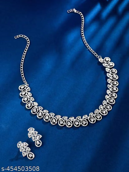 Rhodium Plated Jewellery Set with White Austrian Diamond
